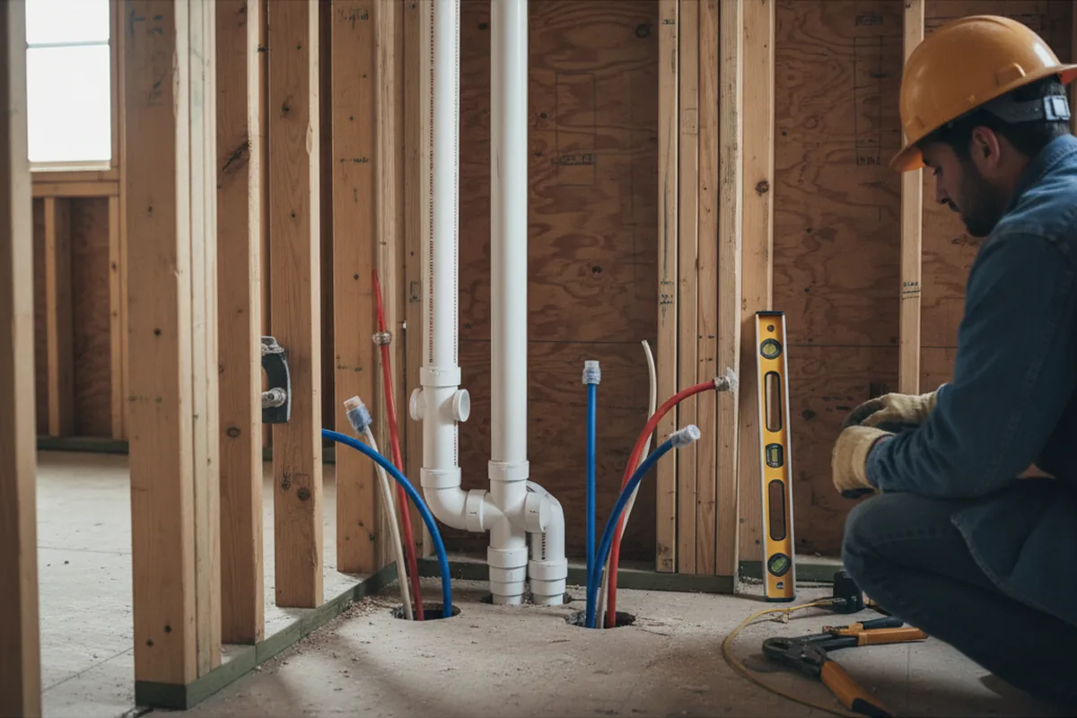Drain and supply rough-in during Garbage Disposal Repair in Edgar