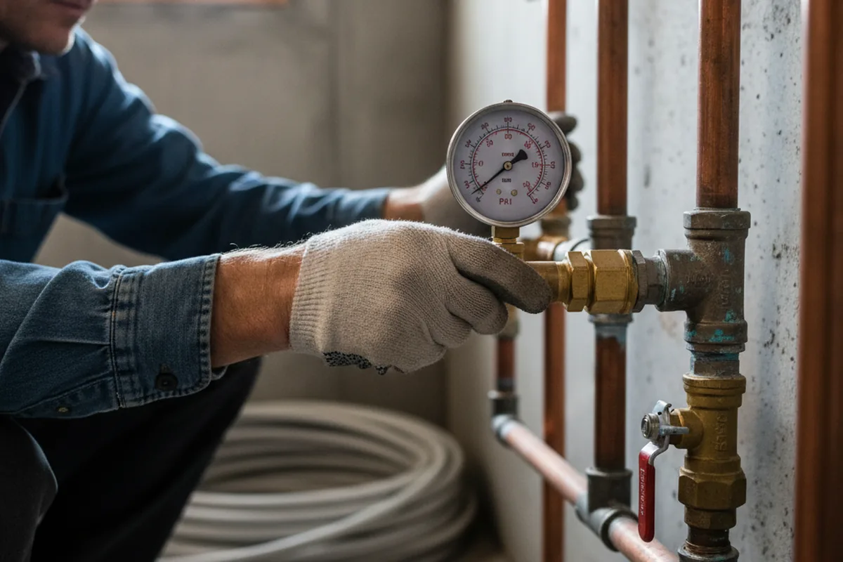 Pressure testing a repaired line during Water Line Repair in Edgar